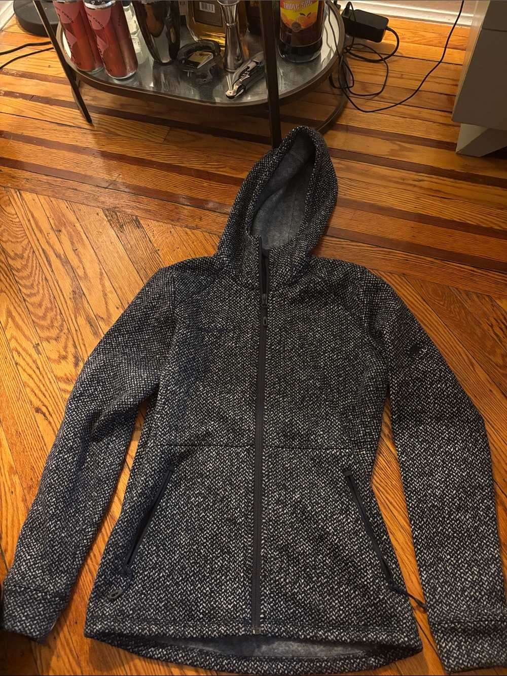 Mammut Heathered Black and White Hooded Zip Utility Jacket